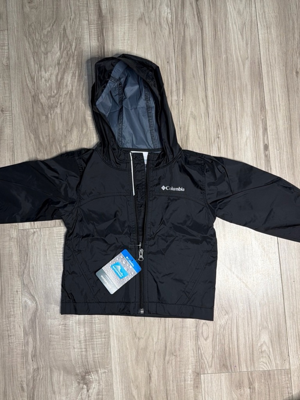 Columbia Kids Hooded Black Rain Jacket